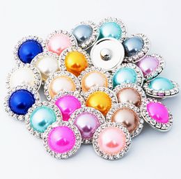 18mm Ginger Snaps Crystal Rhinestone Faux Pearl Charm Diy Jewelry Fit Botón a presión Pulsera Collar Jewelr