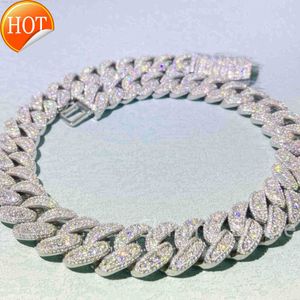 Collier de luxe pour hommes, 18mm, haute qualité, mode, buste vers le bas, Moissanite glacée, argent, chaîne à maillons cubains Miami