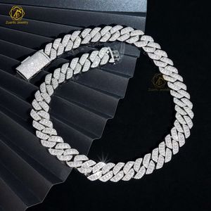 Collier en diamant pour hommes, bijoux fins Hip Hop, 18mm, en argent Sterling et VVS Moissanite, chaîne à maillons cubains de luxe