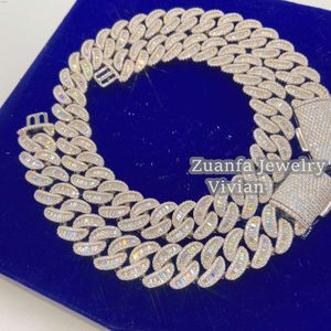 18 mm hiphop sieraden ijskoud diamant zilver 925 vvs stokbrood moissanite miami cuban link ketting mannen kettingen