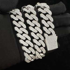 18 mm Iced Out S925 Sterling Silver VVS Moissanite Miami Cuban Link Chain Men Hiphop Jewelry Diamond Test ketting