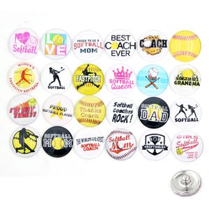 Livraison Gratuite 18mm Bouton Interchangeable DIY Sport Style J'aime softball Snaps pour 18mm Snap Bijoux Bracelet Anneau Collier