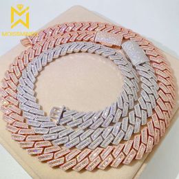 18 mm Moissanite Baguettes Cuban Link Chain Necklace Diamonds S Sier Choker For Women Men Pass Tester met GRA gratis verzending
