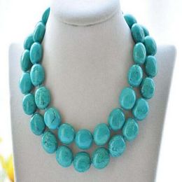 18 mm natuurlijke ei-turquoise kralenketting 30"