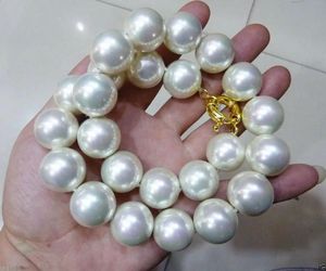 Collar de perlas de concha redonda blanca de 18 mm Cierre de 18 pulgadas Joyería cultivada irregular Boda clásica Mujeres hermosas 240305