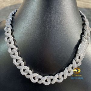 Chaîne à maillons cubains en argent 925 pour hommes, 18mm de largeur, diamant Vvs Moissanite entièrement serti, Miami