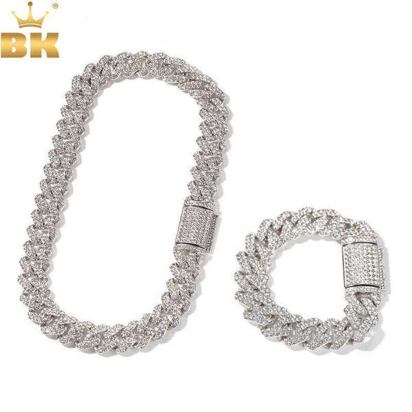 18mm Lien En Alliage De Zinc Hommes Miami Cubain Collier Bracelet Ensemble Plein Glacé Pierres Hiphop Bijoux 220719