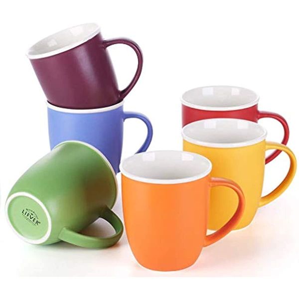 18 oz tasses à café gobelets couleurs assorties avec poignée en céramique mate grande tasse thé eau gobelet bureau cuisine vaisselle