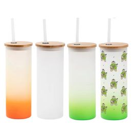 18oz sublimatie glazen tuimelaar gradient kleuren shot bril kan diy blanks skinny water cup met stropdeksel