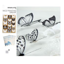 18pcs 3d Butterfly Sticker Black White Art Wall Decal Home Decoration Room Decor About 6cm Butterfly jllhFA