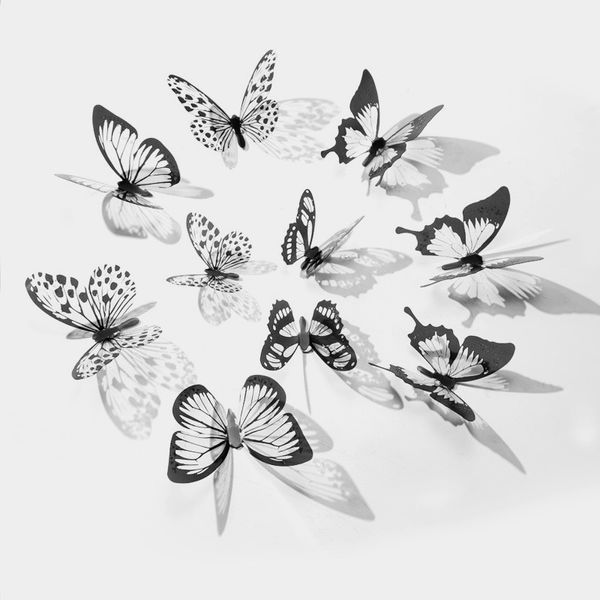 18 pièces 3D cristal papillon autocollants maison papillons décoratifs avec diamant chambre d'enfants salon chambre Art bricolage stickers muraux