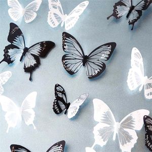 18 Pcs Creative Papillons 3D Stickers Muraux PVC Décors Amovibles Art DIY Décorations De Noël Décorations De Mariage Y201020