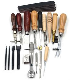 18 pcs en cuir artisanat outils de punch kit couture couture sculpting working couture saddle sac en cuir outils de fabrication des outils 5219022