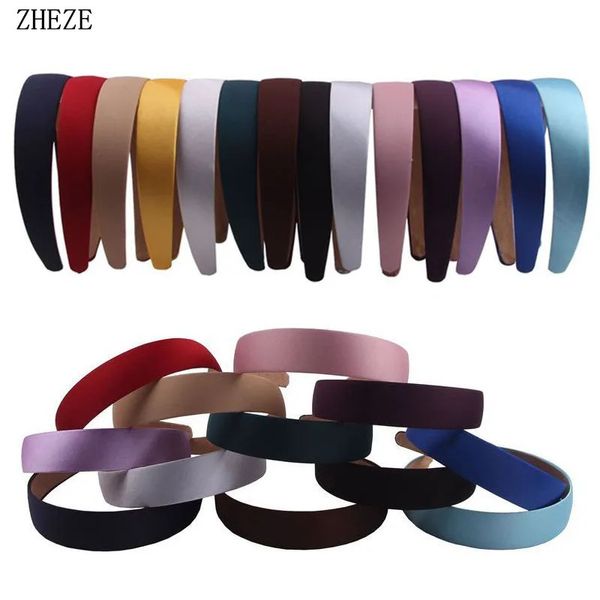 18pcs / lot 34Colors en gros 3cm Satin Hairband pour filles Bande de ruban Bande Mujer ACCESSOIRES DE REIR DIY 240528