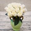 18pcs / lot rose fleurs artificielles de mariage bouquet bouquet de soie fleur pour la décoration de fête à la maison faux noel 220106