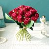 18pcs / lot rose fleurs artificielles de mariage bouquet bouquet de soie fleur pour la décoration de fête à la maison faux noel 220106