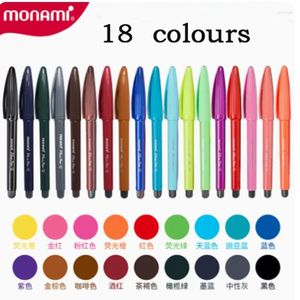 18 pièces/stylos MONAMI PLUS-ensemble de doublure Fine colorée plume de fibre dessin marqueur de croquis marqueurs d'art fournitures papeterie coréenne