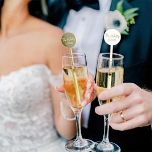 18pcs Personnalisés pour boissons rondes Décorations de mariage Bachelorette Party Cocktail Signoir Baby Shower Swizzle Decorations