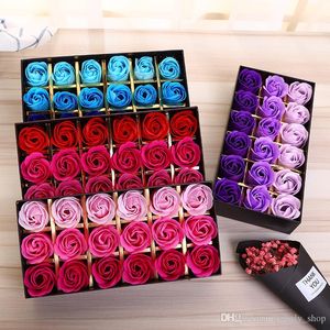 18 pièces de savons à la rose emballés avec des fleurs, fournitures de mariage, cadeaux, articles de fête, savon de toilette parfumé, accessoires de salle de bains, cadeau de fleur de saint-valentin