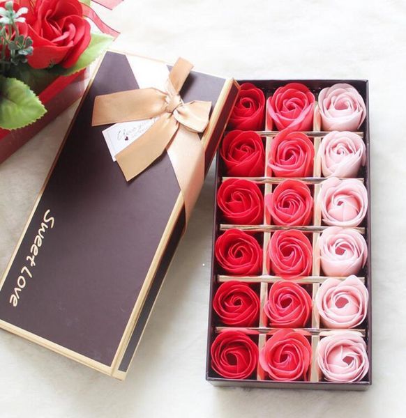 18 piezas de rosas jabones de rosa suministros de boda llenos de flores regalos de eventos bienes de fiesta favoritos accesorios para el baño perfumados de jabón de inodoro3328238