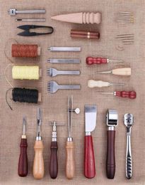 Juego de 18 Uds de herramientas de procesamiento de cuero, kit de trabajo para tallar y coser, sillín para hacer bolsas 334l2047103