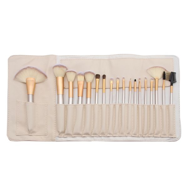 18 unids / set Pinceles de Maquillaje Profesional Champagne Oro Mango De Madera Cara de Lujo Fundación Corrector Cepillo Cosmético Pincel maquiagem Herramientas