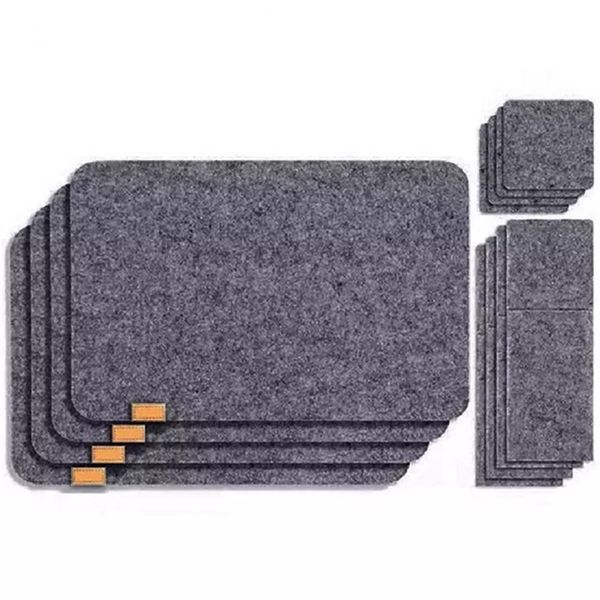 18 Uds. Manteles individuales de fieltro lavables, manteles individuales de cristal para cuchillos, tenedores, posavasos, juego de bolsas para cubiertos, almohadillas aislantes, alfombrilla antideslizante absorbente 220610