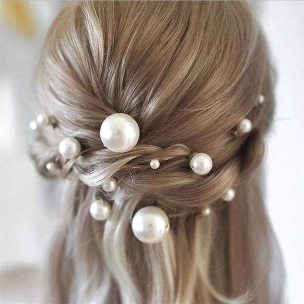 18 pièces femmes en forme de U épingle en métal Barrette pince épingles à cheveux simulé perle diadème de mariée accessoires de cheveux outils de coiffure de mariage