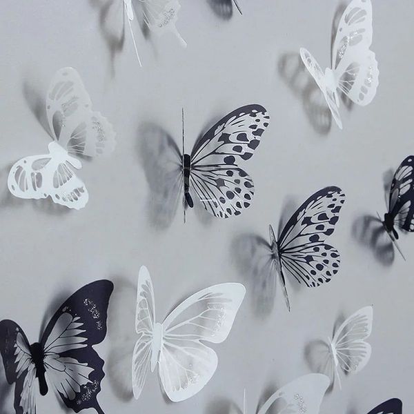 18PCSLOT Crystal Papillons 3D Sticker mural Beau Butterfly Living Room For Kids Decals Decoration Home 240410