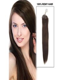 18quot 20quot 22quot 100g 2 brun foncé Silicone Micro Anneaux Boucle Extensions de Cheveux Indien Remy Humain Hair9157427