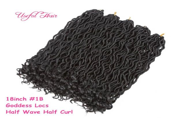 18quot Pelo trenzado sintético diosa locs Faux Locs Pelo rizado de ganchillo 18 pulgadas Trenzas de ganchillo Extensiones de cabello sintético para Bl5759102