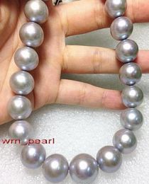 18quot1213mm Natural Real Sea Silver Silver Grey Pearl Collier 14K Fine Pearls Jewelry7570651