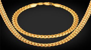 18quot32quot Men Gold Chain 18K Real Gold Ploated Wheat Chain ketting Bracelet Hip Hop Jewelry Set4099091