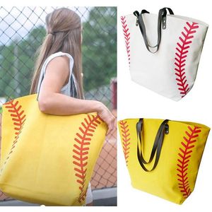 18style Bolsa de béisbol Tote Bolsos de lona Softbol Fútbol Bolsa de hombro Bolsas con estampado de baloncesto Algodón Deportes Tote Bolso de fútbol GGA3587-6