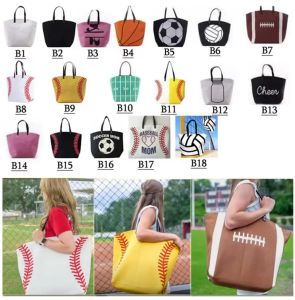 18 estilo sacos de beisebol tote bolsas lona softball futebol bolsa ombro basquete impressão algodão esportes tote futebol bolsa