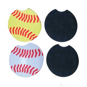 18style Baseball Softball Design Néoprène Car Coasters Party Favor Cup Holder pour Mugs Mat Contrast Home