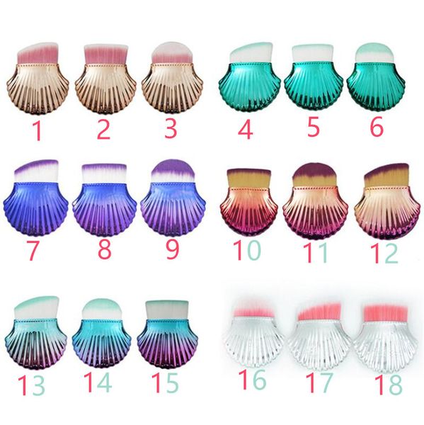 18styles Shell Pinceaux De Maquillage Fond De Teint Cosmétique Poudre Blush Anti-cernes Sea-maid Scale Brush Fast Free Ship 50