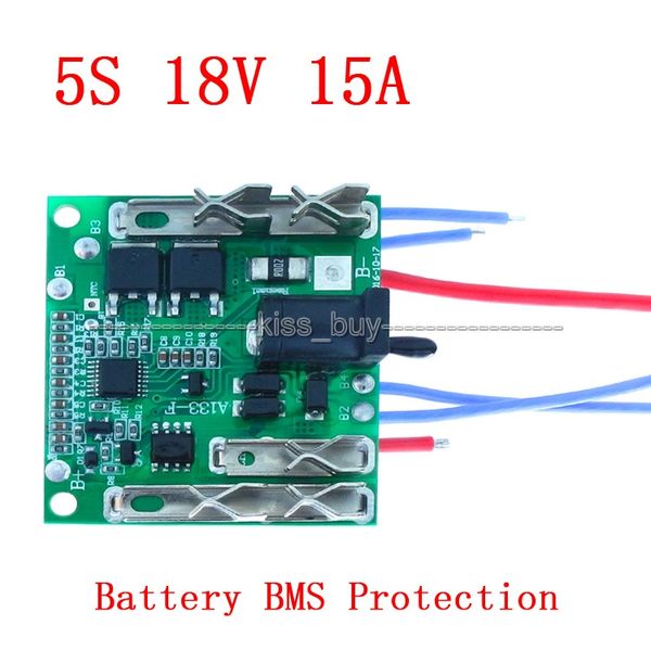 Envío gratuito 18V 5S 15A 5 celdas Li-ion Litio Taladro Batería BMS Protección PCB Placa de circuito