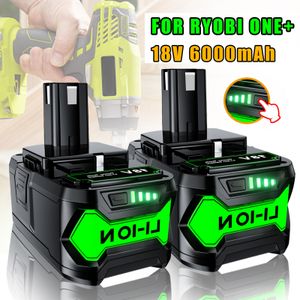 Batería de iones de litio de 18V para Ryobi P108 P102 P103 P104 RB18L20 P109 batería de repuesto Taladro Inalámbrico 6000mAh herramienta inalámbrica de 18 voltios