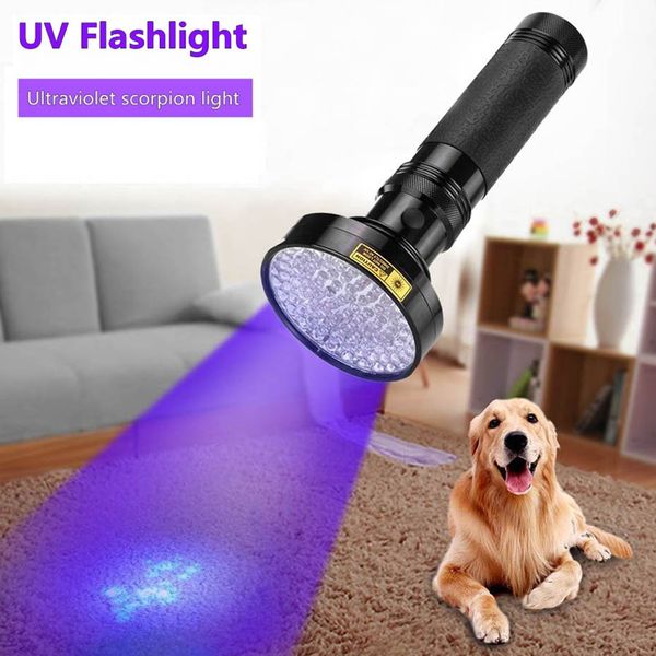 18W 100Led lampe de poche UV haute puissance torche 395nm Scorpions ultraviolets détection de fuite d'urine pour animaux de compagnie lumière LED AA batterie