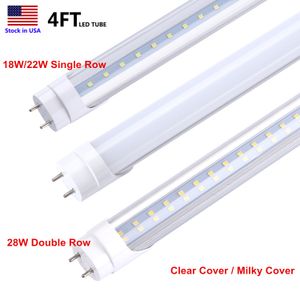 Ampoules LED T8 de 1,2 m, 18 W, 22 W, 28 W, 1,2 m de remplacement T12 pour luminaires fluorescents, transparentes/givrées, alimentation à double extrémité, ballast de dérivation, lumières de garage, d'entrepôt et de magasin