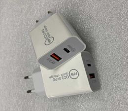 18W Snelle USB-oplader Snel opladen Type C PD Snel opladen voor iPhone EU US Plug USB-oplader met QC 40 30 Telefoonoplader met doos6048488
