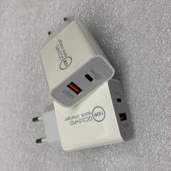 Chargeur USB rapide 18W 20w 25w Charge rapide Type C PD Charge rapide pour iPhone EU US Plug Chargeur USB avec QC 4.0 3.0 Chargeur de téléphone avec boîte