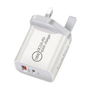 Chargeur USB rapide 18W Type C PD, charge rapide pour SmartPhone, prise ue US avec chargeurs de téléphone portable QC 3.0