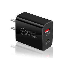 18W PD-oplader Dubbele USB-snellader USB QC3.0 Type C-wandlader 10W US/EU/UK-stekker Muuradapter voor iPhone 14 Mobiele telefoon LL