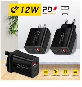 Chargeur PD 18W Double chargeur rapide USB USB QC3.0 Type C Charger mural 10W Adaptateur mural plug US / UK / UK pour les téléphones mobiles iPhone 14