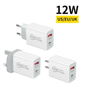 Chargeur PD 18W Double chargeur rapide USB USB QC3.0 Chargeur mural de type C iPhone C 10w