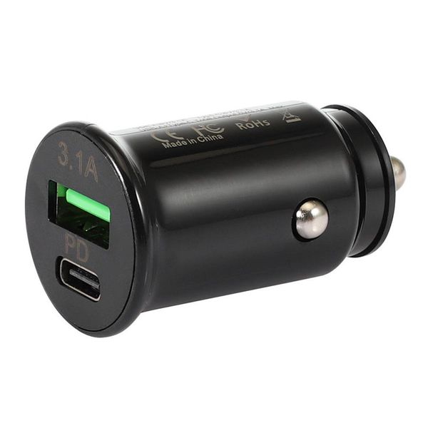 18W PD Cargador de coche rápido QC 3.0 Cargadores rápidos Tipo C Enchufe USB Tamaño mini Adaptador de corriente para Iphone 13 12 11 Samsung S20 S21 Adaptadores de carga rápida con caja al por menor