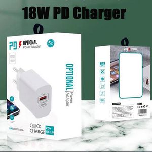 18W PD Chargeur mural rapide 2.4A USB Type-C Adaptateur secteur QC 3.0 Charge rapide pour iPhone 14 13 Pro Max Samsung S23 Android Smart Phone US EU Version Travel Home Apple With Box