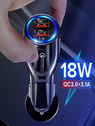 Chargeur de voiture double USB 18W QC30 31A, LED, Charge rapide de téléphone, pour iPhone 12 11 Pro X Xr Xs Max 6 7 8 Plus iPad Huawei Samsung5443735